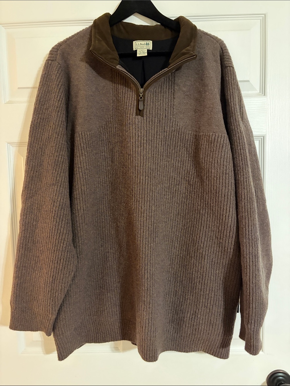 VTG L.L. Bean Waterfowl Merino Lambswool Quarter Zip Lined Sweater XXL Tall